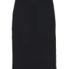 Black viscose-blend jersey crêpe pull-on pencil skirt with slit back