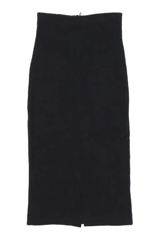 Black viscose-blend jersey crêpe pull-on pencil skirt with slit back