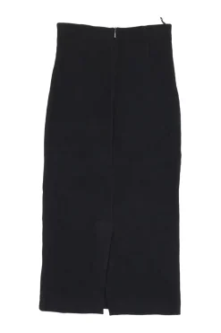 Black viscose-blend jersey crêpe pull-on pencil skirt with slit back