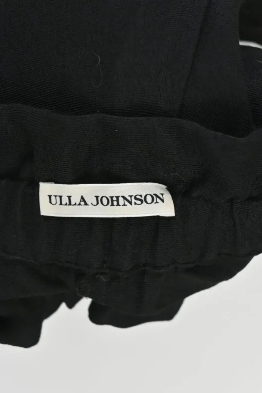 Black viscose-blend paperbag waist pull-on button-front tapered leg trousers