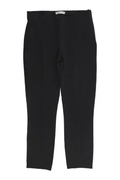 Black viscose-blend pull-on high-rise cropped leg skinny slacks