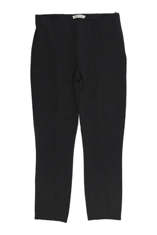 Black viscose-blend pull-on high-rise cropped leg skinny slacks
