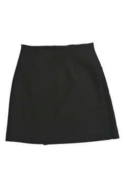 Black viscose-blend sailor-style mini wrap-front slit skirt