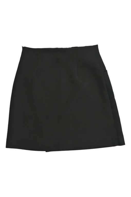 Black viscose-blend sailor-style mini wrap-front slit skirt