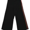 Black viscose-blend wide-leg culottes with webbing detail along side seams