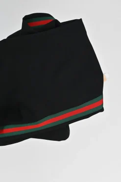 Black viscose-blend wide-leg culottes with webbing detail along side seams