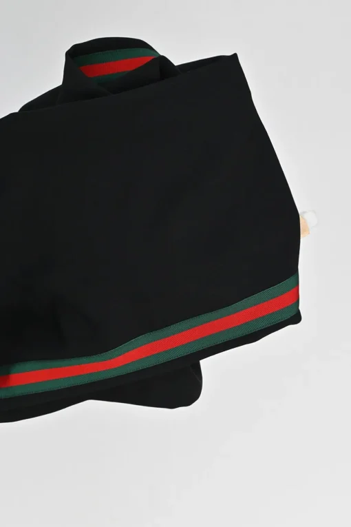 Black viscose-blend wide-leg culottes with webbing detail along side seams