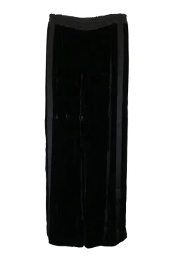 Black viscose-silk blend high-rise trousers with elasticated waist and side seam Coco Mark buttons