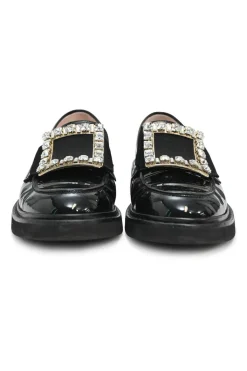 Black Viv Ranger crystal encrusted buckle patent-leather loafers