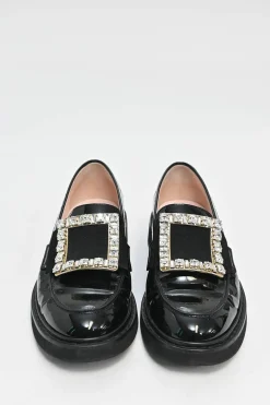 Black Viv Ranger crystal encrusted buckle patent-leather loafers