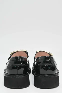Black Viv Ranger crystal encrusted buckle patent-leather loafers