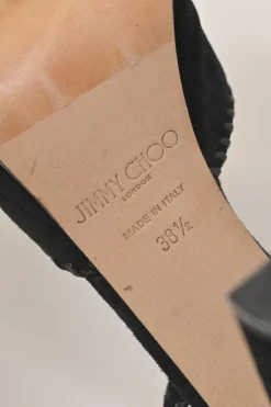 Black whip stitch suede and leather Daphne almond-toe block heel platform pumps with buckle strap fastening