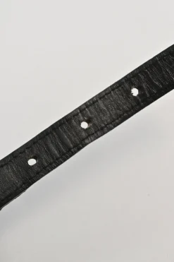 Black whip-stitched leather harness waist belt