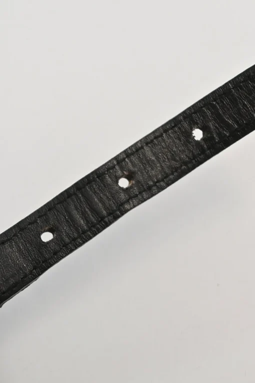 Black whip-stitched leather harness waist belt