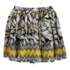 Black, white and yellow floral print mini skirt