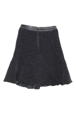 Black wool blend knit flounce hem mini skirt