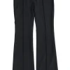 Black wool blend wide-leg pants with cuffed bottoms