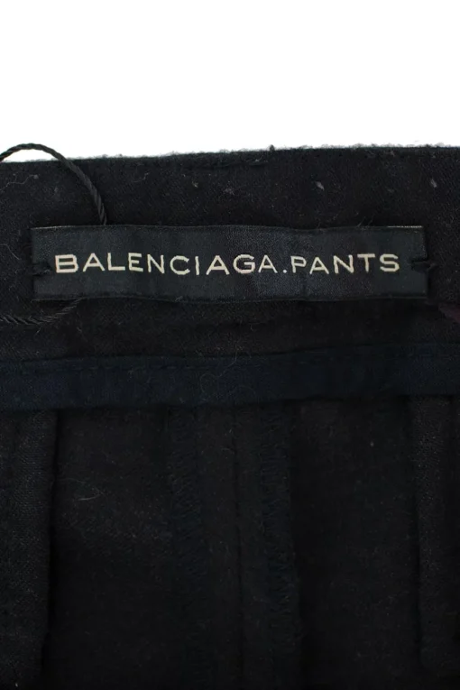 Black wool blend wide-leg pants with cuffed bottoms