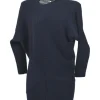Black wool directional rib pullover knit tunic
