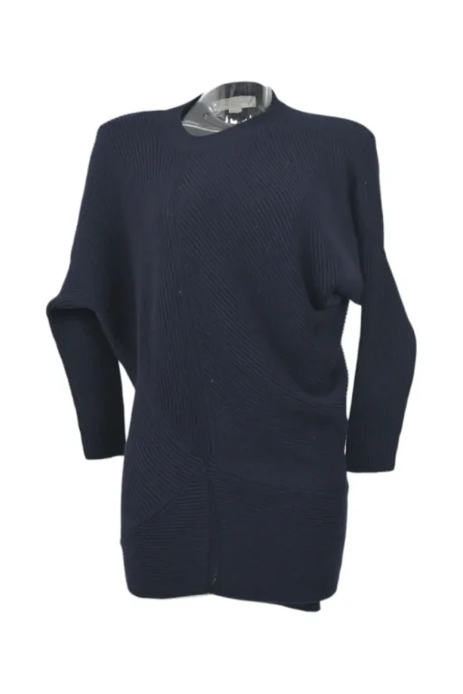 Black wool directional rib pullover knit tunic