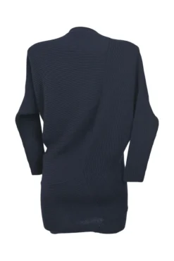 Black wool directional rib pullover knit tunic