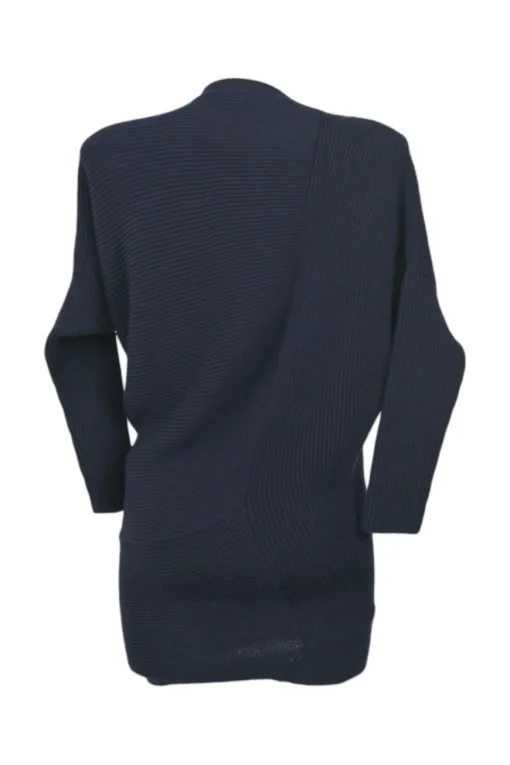 Black wool directional rib pullover knit tunic