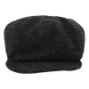 Black wool felt newsboy cap with metallic Coco Mark plaque appliqué