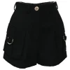 Black wool high-rise cargo shorts