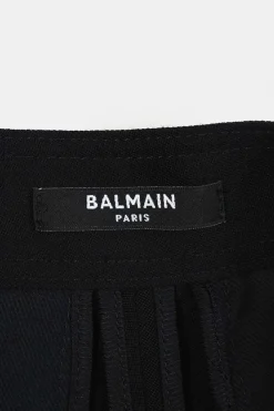 Black wool high-rise cargo shorts