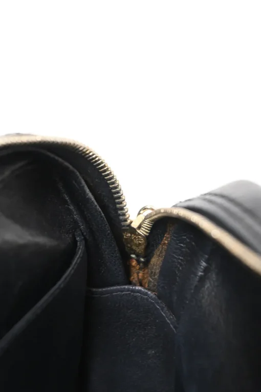 Black wool jersey mixed-media Chocolate Bar flap bag featuring calfskin leather gussets and gold-plated hardware