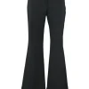 Black wool low-rise flared tailored trousers