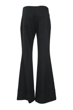 Black wool low-rise flared tailored trousers