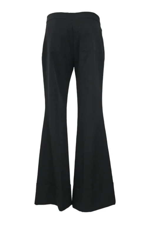 Black wool low-rise flared tailored trousers
