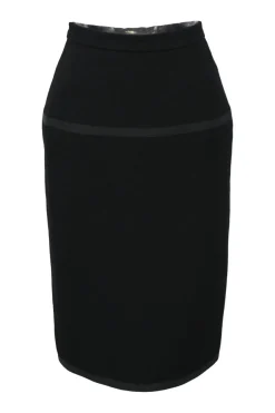 Black wool Peter Pan collar safari-style tailored jacket and pencil skirt two-piece suit set