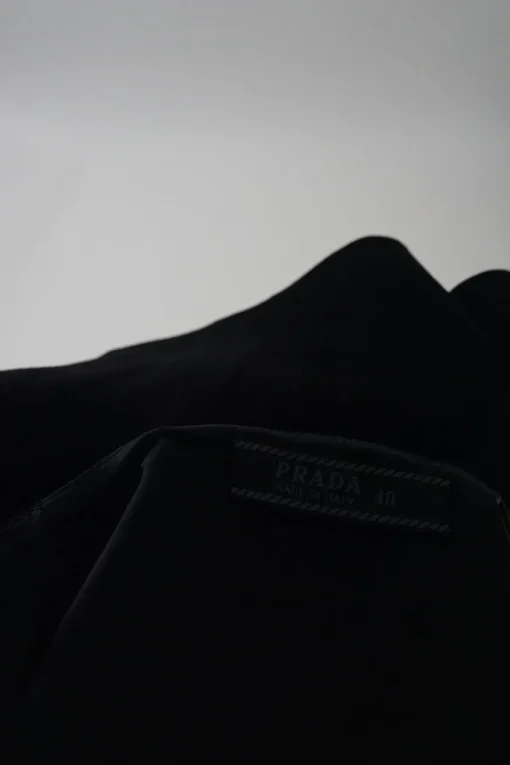 Black wool pull-on A-line slit skirt