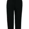 Black wool pull-on high-rise tapered leg trousers