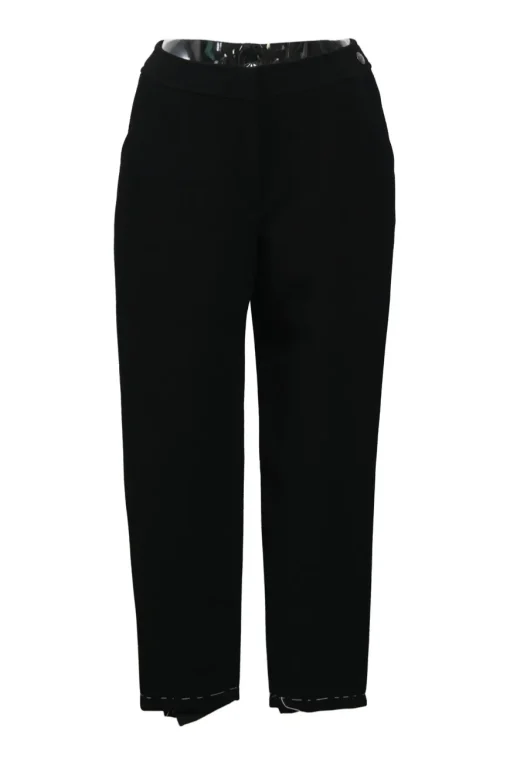 Black wool pull-on high-rise tapered leg trousers