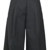 Black wool pull-on high-rise wide-leg culottes