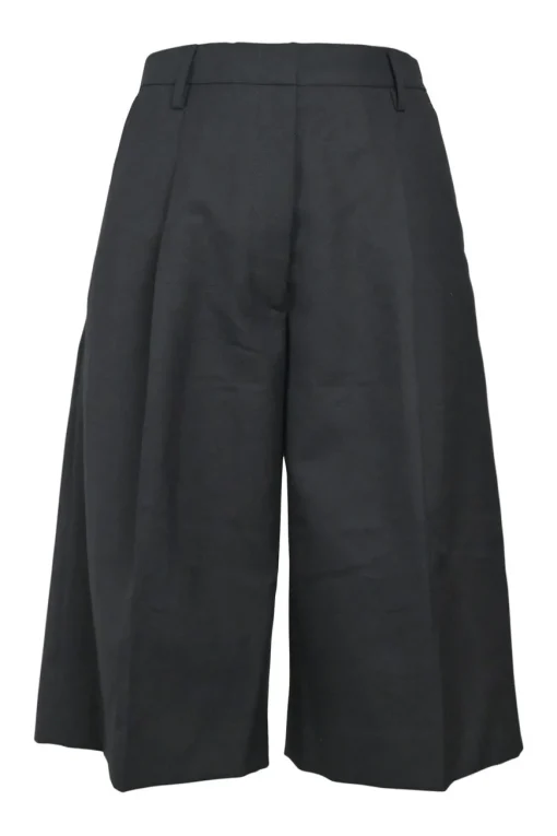 Black wool pull-on high-rise wide-leg culottes