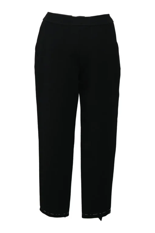 Black wool pull-on high-rise tapered leg trousers