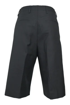 Black wool pull-on high-rise wide-leg culottes