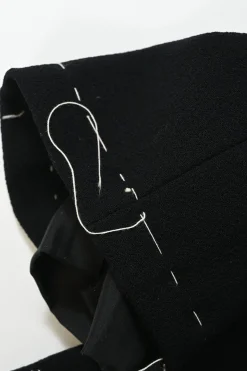 Black wool pull-on high-rise tapered leg trousers