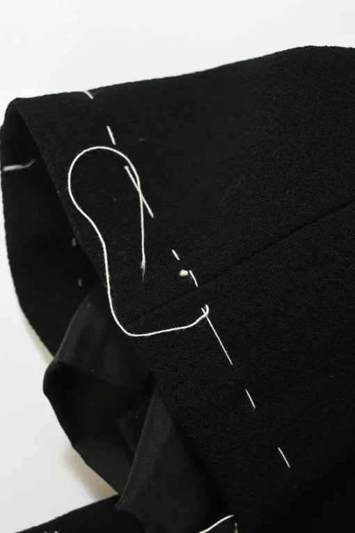 Black wool pull-on high-rise tapered leg trousers