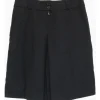 Black wool tailored Bermudas with pleat details