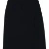Black wool-blend apron-style wrap-effect A-line knee-length skirt