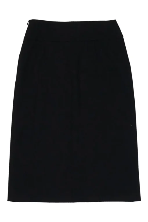 Black wool-blend apron-style wrap-effect A-line knee-length skirt