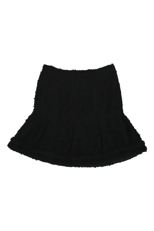 Black wool-blend bouclé tweed pull-on high-rise mini godet skirt
