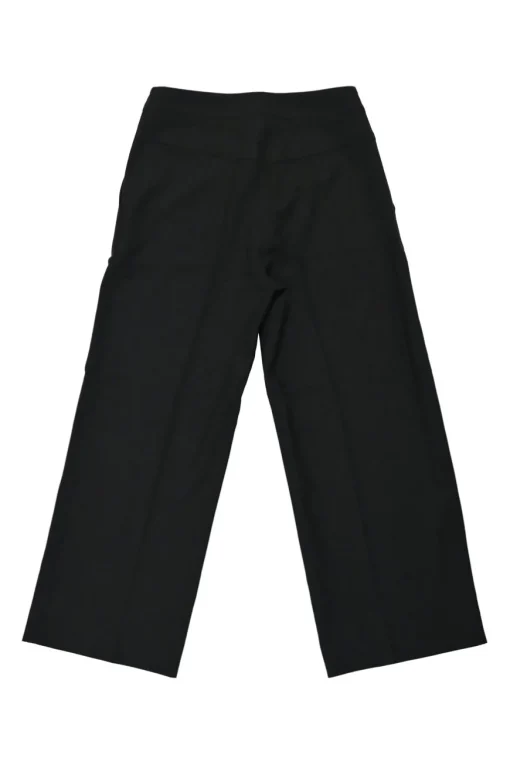 Black wool-blend pleated straight-leg trousers