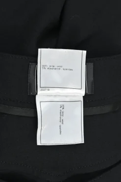 Black wool-blend pleated straight-leg trousers