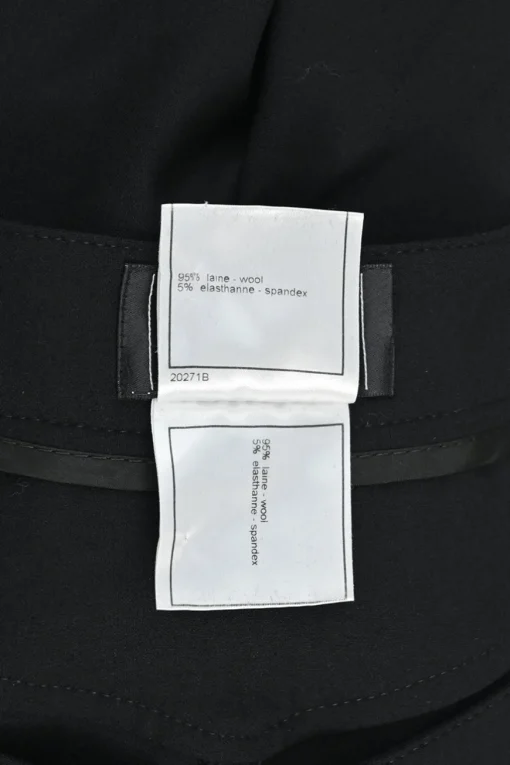 Black wool-blend pleated straight-leg trousers